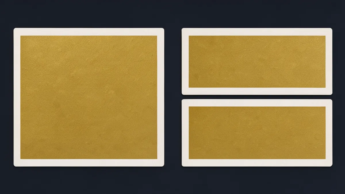 Two cards side by side: one solid single block, and one block split into two stacked halves