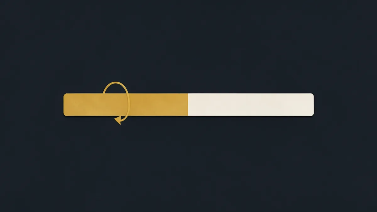 A horizontal bar split into a larger gold share and a smaller off-white share, with an arrow looping back to the start