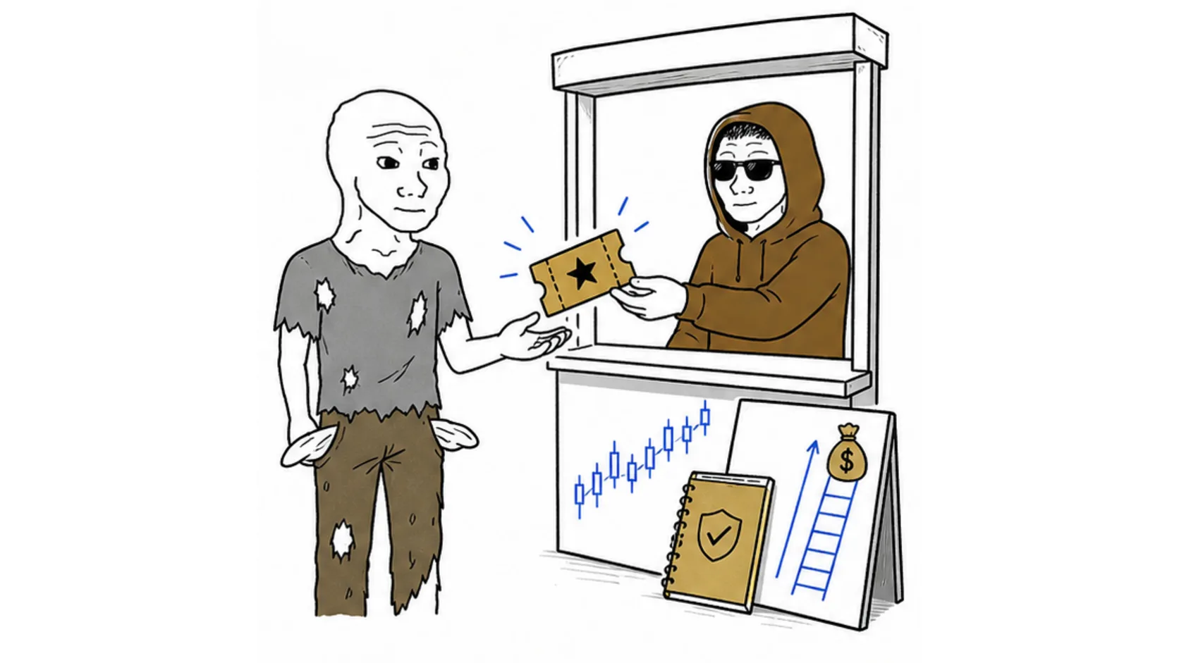 What a free prop firm challenge is meme explaining a no fee evaluation ticket with rule checks