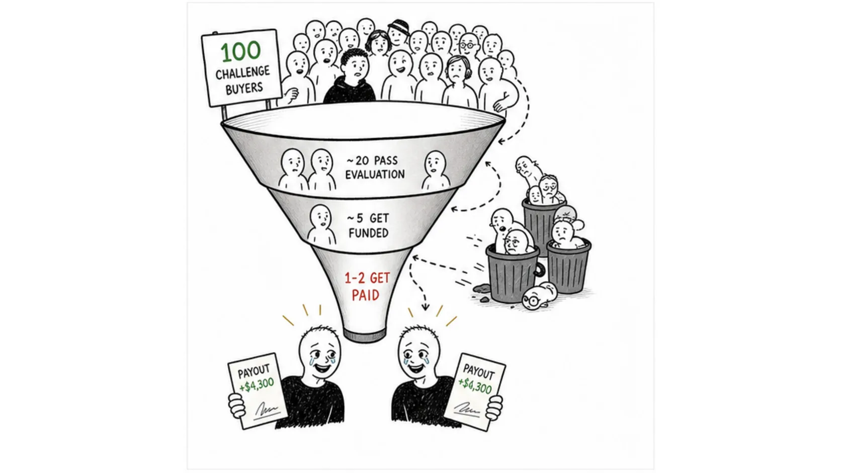 The Real Numbers: How Many Traders Actually Get Paid meme explaining prop firm payout statistics