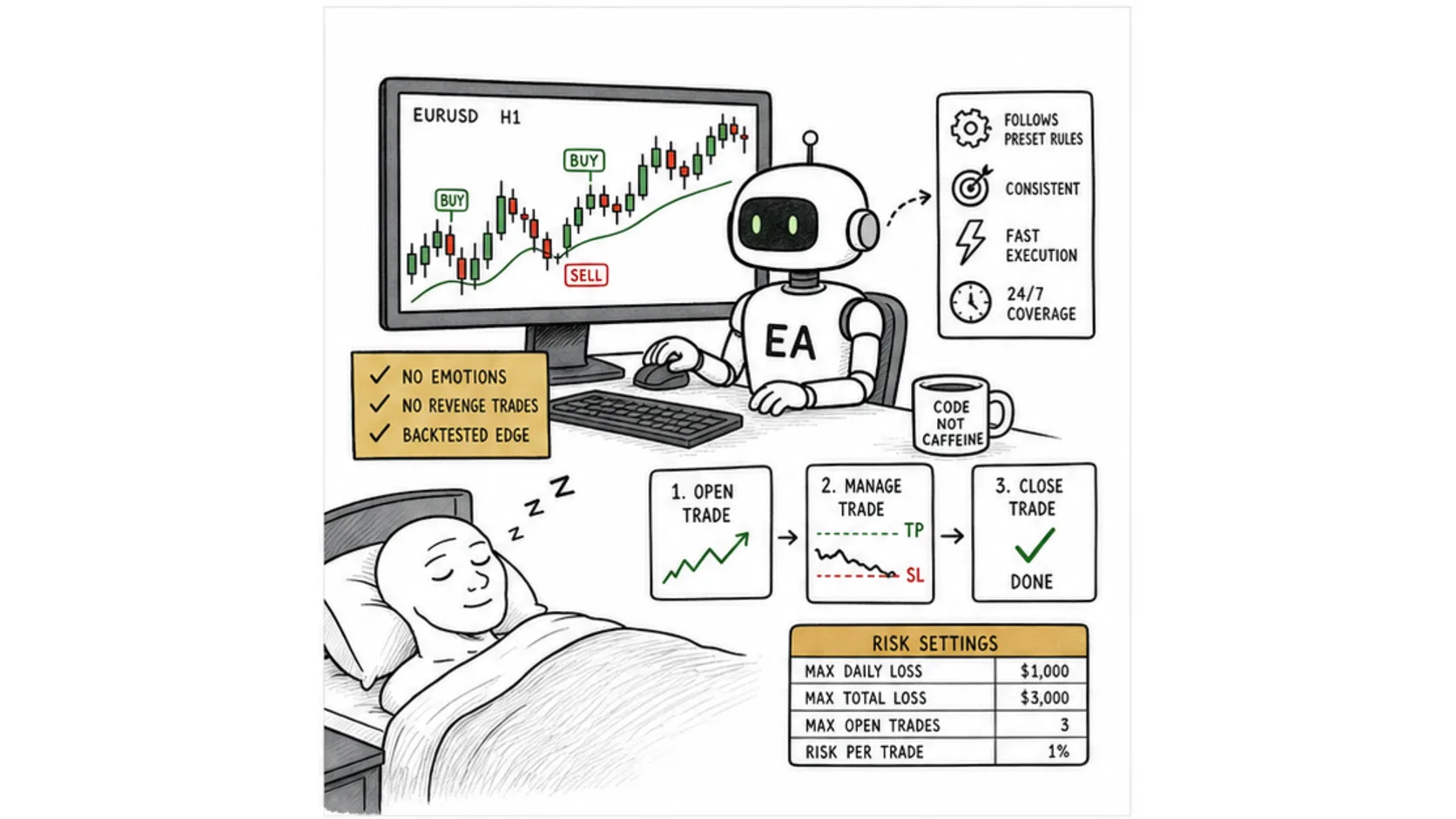 What Is an EA in Prop Trading? meme explaining expert advisors in prop trading